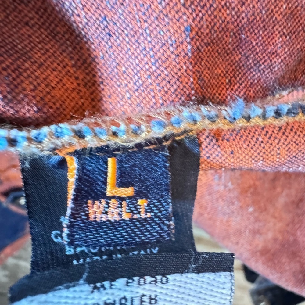 Wild and Leathal Trash W&LT Denim Jacket with Orange Trim Size Large - Picture 4 of 15